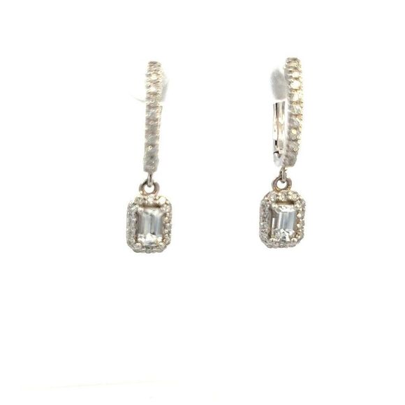 Natural Sapphire Diamond Dangle Earrings 14k WG 1.16 TCW Certified 211177 - Picture 11 of 16